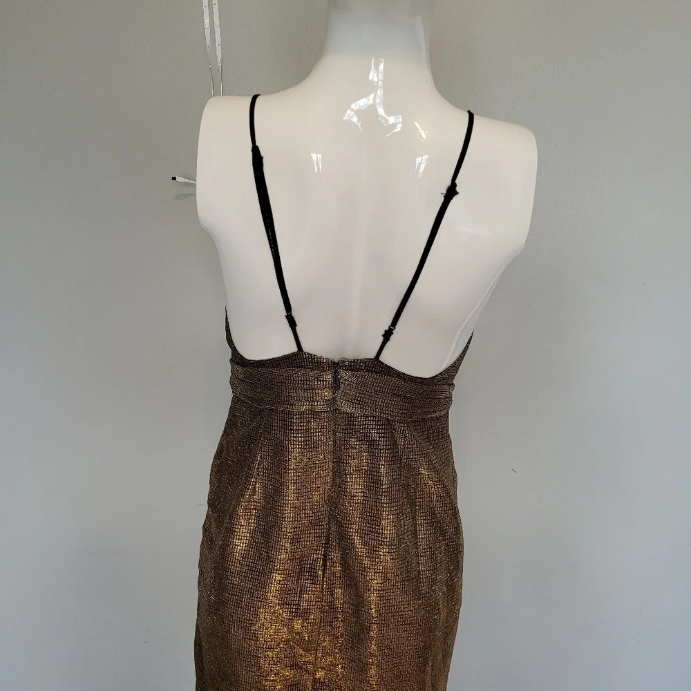 Urban Outfitters Ecote Solid Gold Metallic Tulle Mini Dress, VGUC, Size 2 - Picture 6 of 7